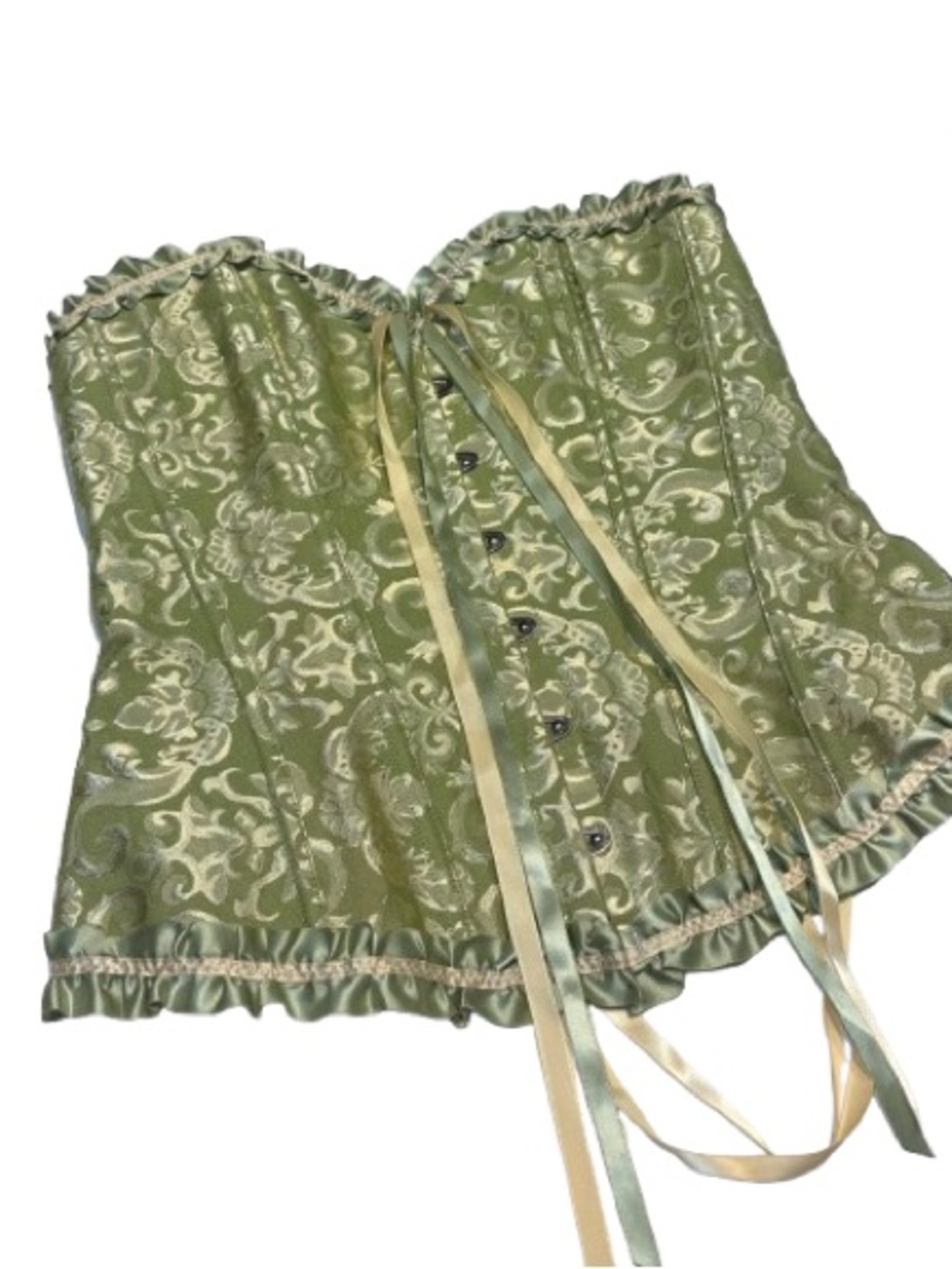 Palace Style Lace Up Body Shaping defines waist green satin xl - Picture 3 of 13